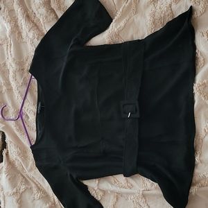 NWT Ann Taylor Black 6 Peplum Belted Top